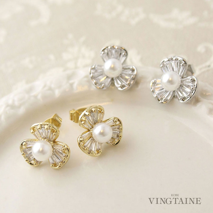 小花ピアス イヤリング キュービックジルコニア | VINGTAINE | 詳細画像1 