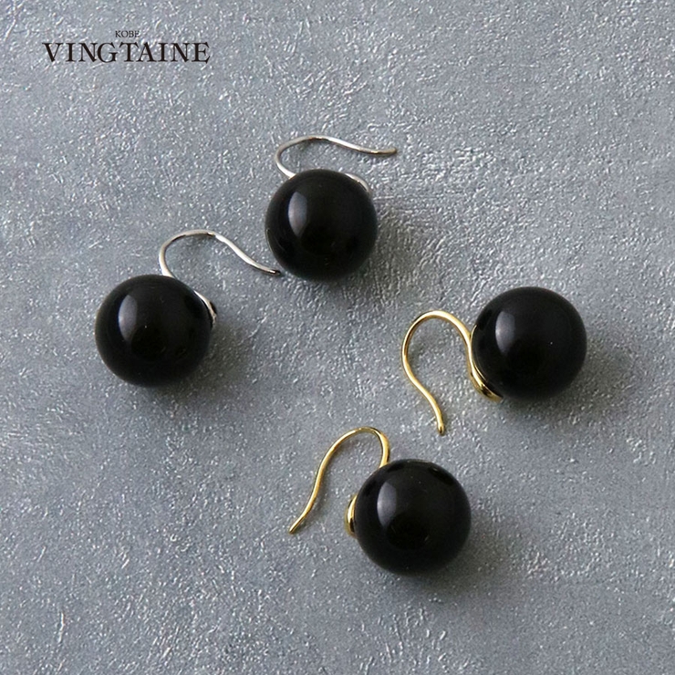 14mm ブラックボール フックピアス | VINGTAINE | 詳細画像1 