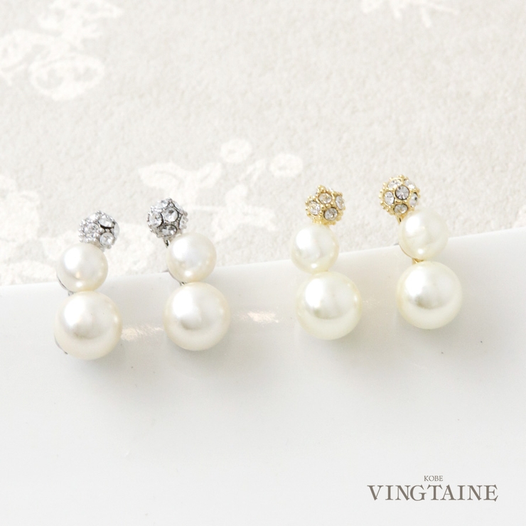 ラインストーン パール ピアス | VINGTAINE | 詳細画像1 