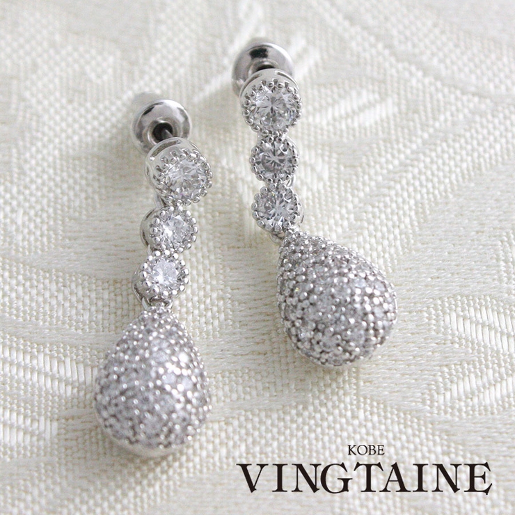 ティアドロップパヴェピアス イヤリング キュービックジルコニア | VINGTAINE | 詳細画像1 