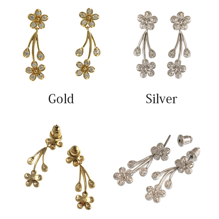 ジルコニアフラワーピアス■ブライダル・パーティーアクセサリー P2-SET2 | VINGTAINE | 詳細画像2 