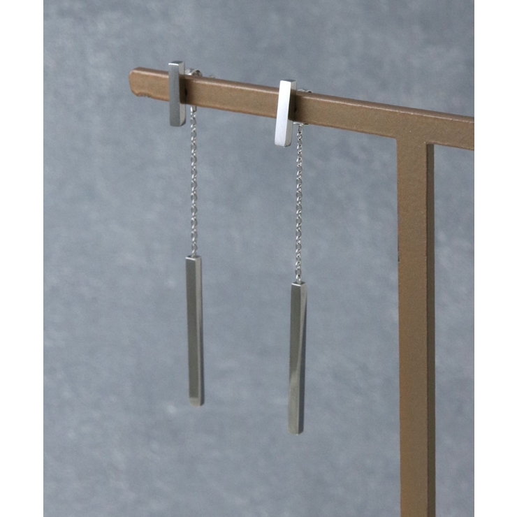 シルバー | バーピアス ステンレスアクセ 2WAY | VINGTAINE