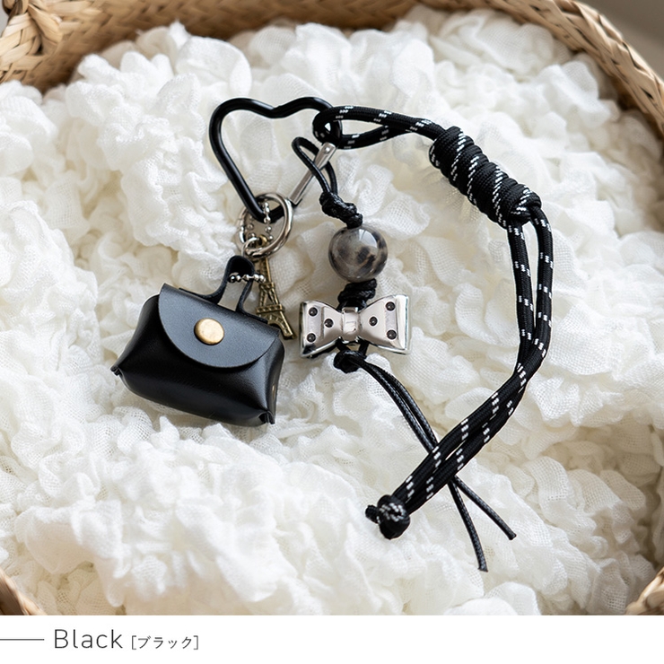 ブラック | パラコード＆モチーフバッグチャーム | Vita Felice