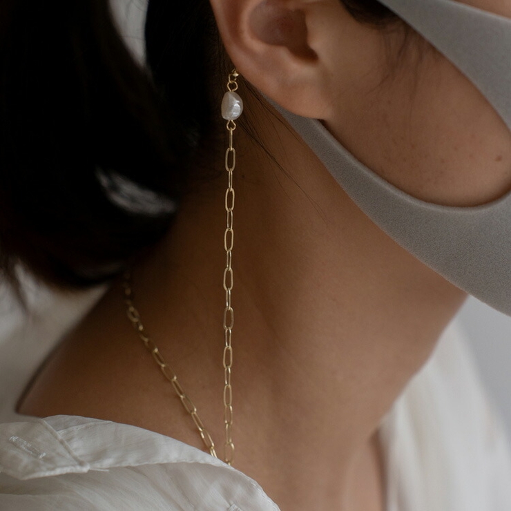 ゴールド | ゴールドマスクチェーン（淡水パール付き） | Vita Felice