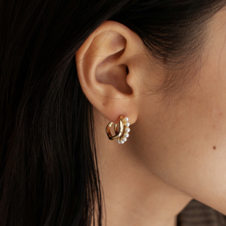 レイヤード風パールフープピアス | Vita Felice | 詳細画像1 