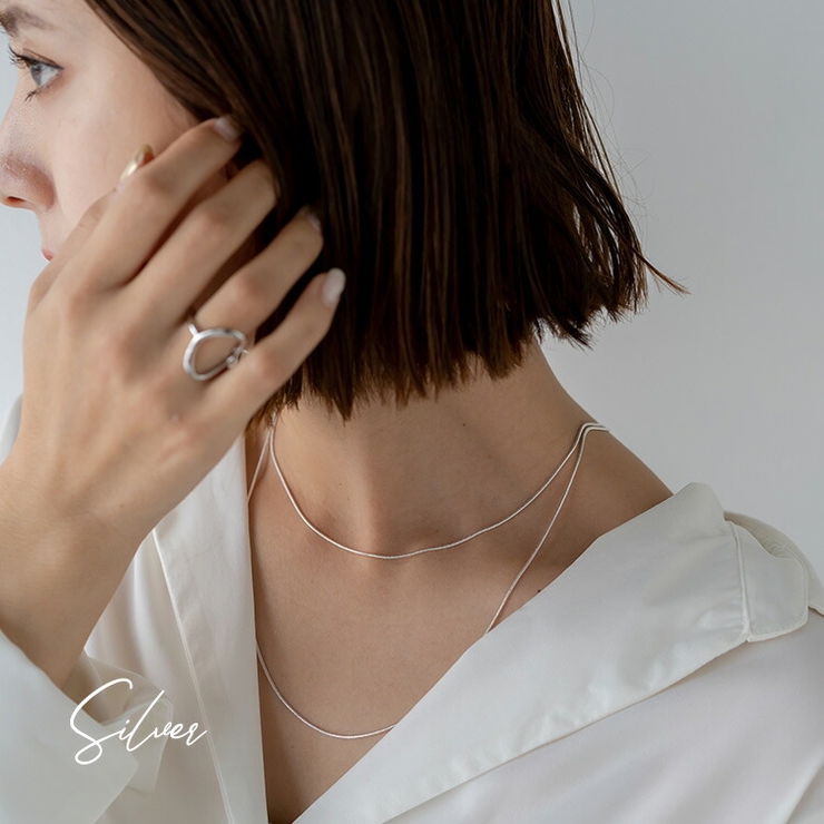 シルバー | 二連スネークチェーンネックレス | Vita Felice