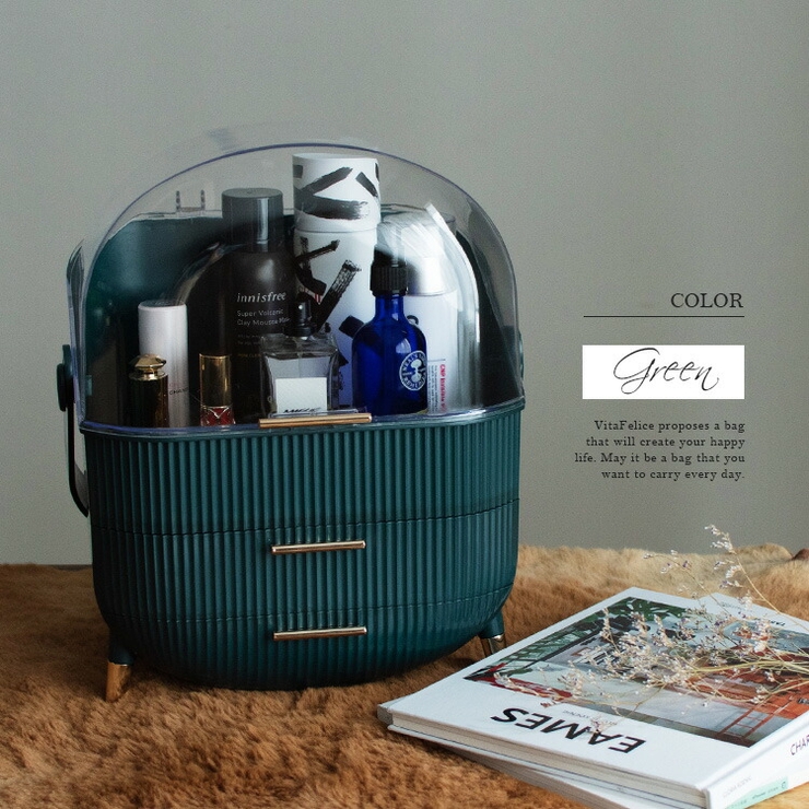 グリーン | クラシックメイクボックス（3段式／3スペース） | Vita Felice