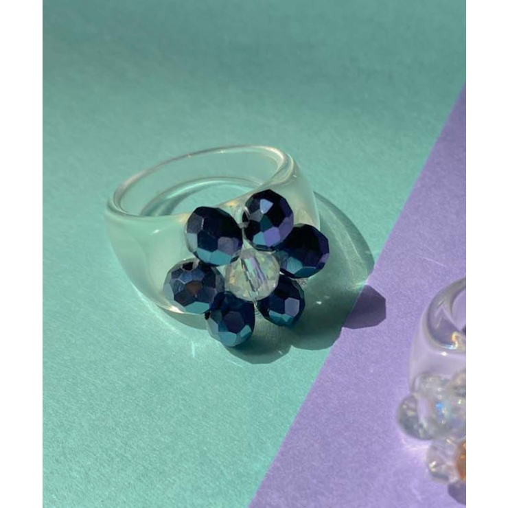 【b-5】ビーズリング ✿ 韓国 カラフル お花 その2 b-5】ビーズリング ✿ 韓国 カラフル お花 その2 お花のビーズリング