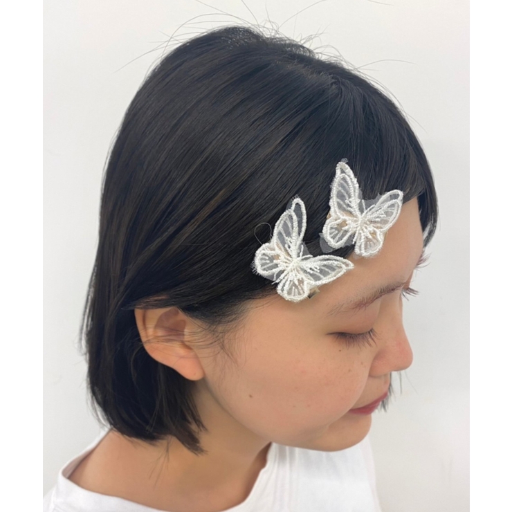 バタフライモチーフ付きヘアチャーム ヘアアクセ 蝶[品番