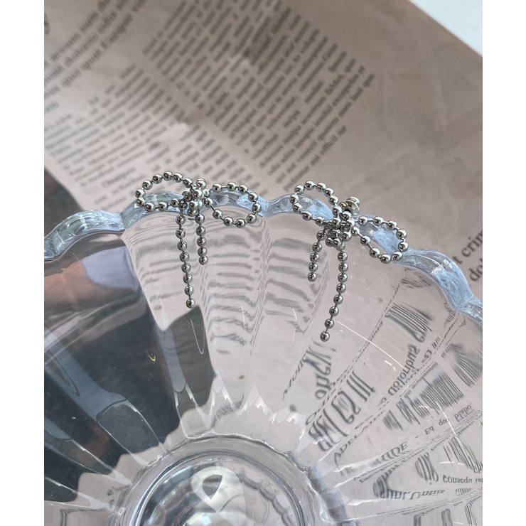 シルバー | Lボールチェーンリボンピアス | WEGO【WOMEN】