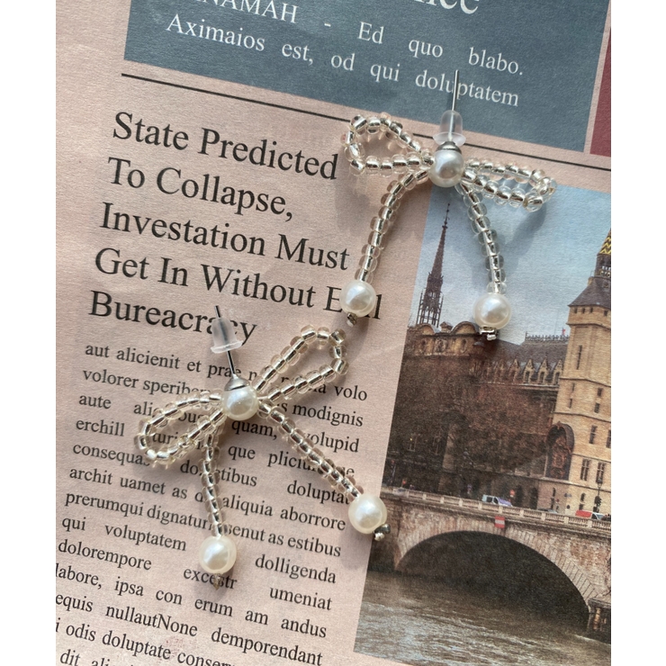 柄1 | Lビーズリボンピアス | WEGO【WOMEN】