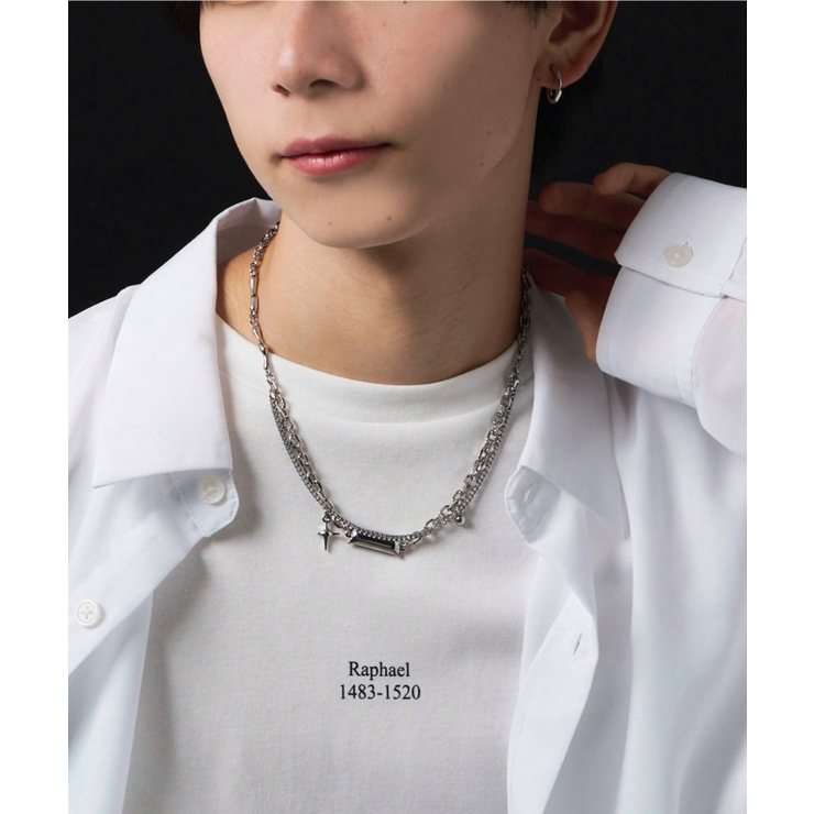 NEW シンプルなチェーンネックレス モノグラム 白黒スニーカーに MモチーフMIXチェーンネックレス[品番：WG010092123]｜WEGO【MEN