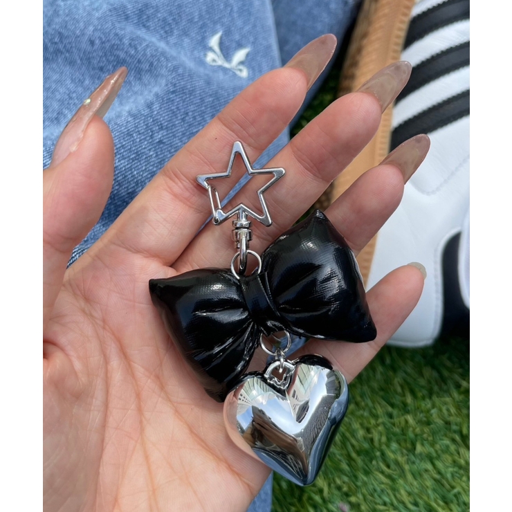 ブラック | クッションリボンハートキーホルダー | WEGO【WOMEN】