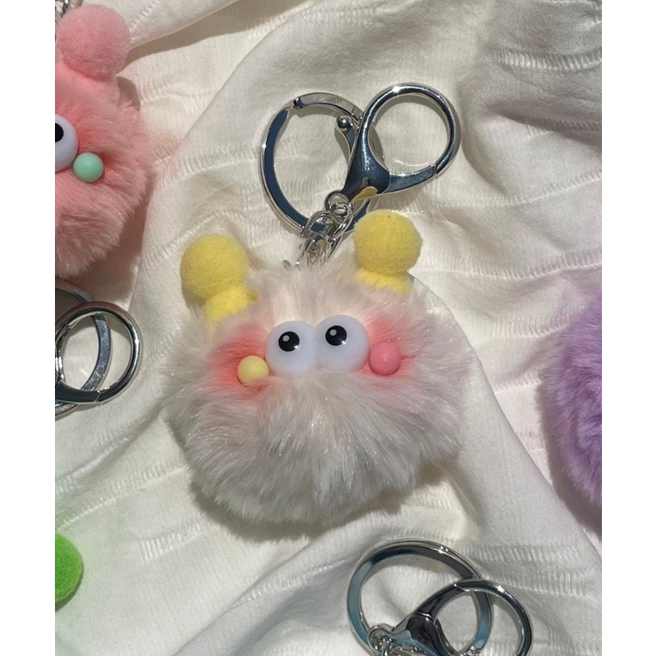ZIMOMO ジモモ ぬいぐるみ キーホルダー ホワイトブルーリボン ① ZIMOMO ジモモ ぬいぐるみ キーホルダー ホワイトブルーリボン