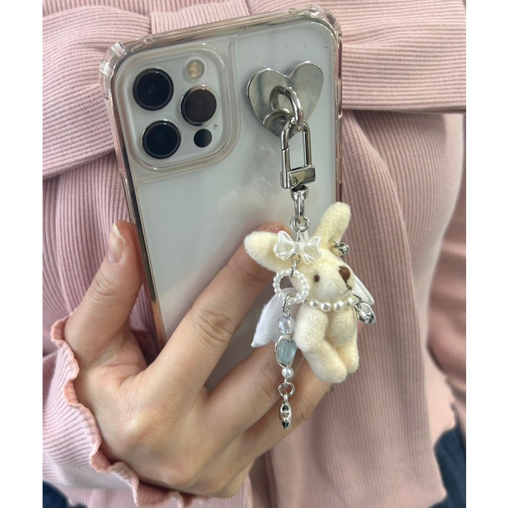 ミニうさぎエンジェルストラップキーホルダー[品番：WG010092815