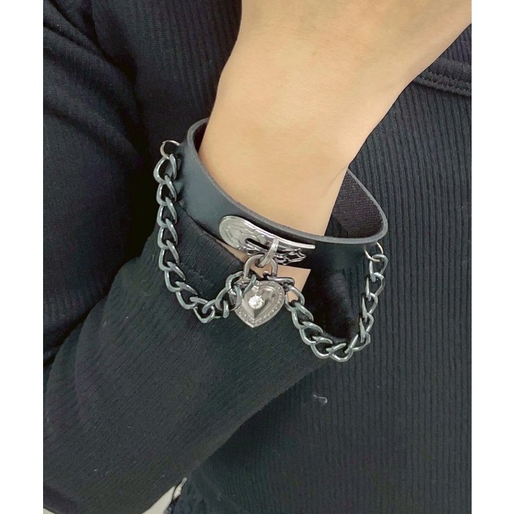 LハートモチーフチェーンPUブレス | WEGO【WOMEN】 | 詳細画像1 