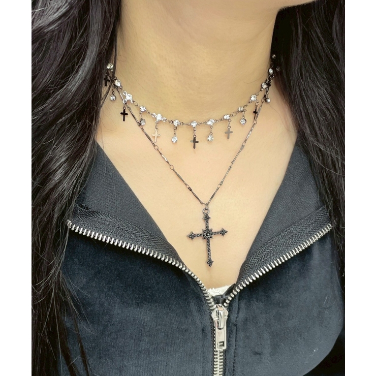 ブラック | Lクロスレイヤードネックレス | WEGO【WOMEN】