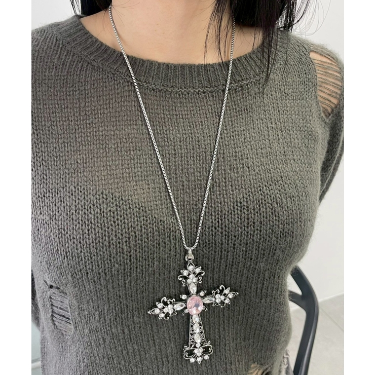 ピンク | Lストーンクロスネックレス | WEGO【WOMEN】