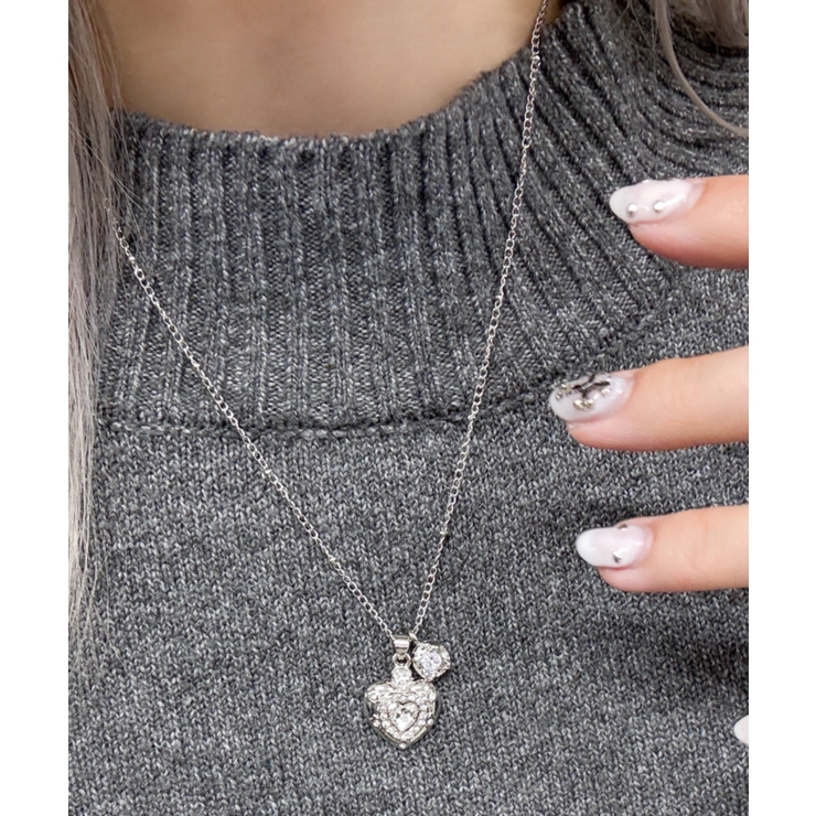 Lハートストーンダブルチャームネックレス | WEGO【WOMEN】 | 詳細画像4 