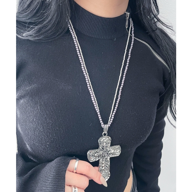 Lローズクロスボールチェーンネックレス | WEGO【WOMEN】 | 詳細画像1 