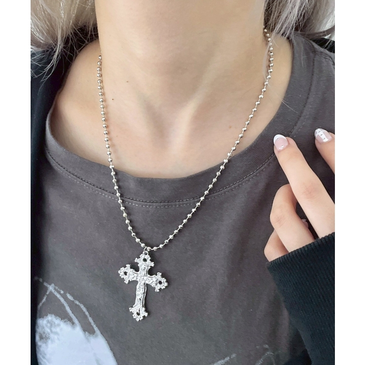 シルバー | Lクロスボールチェーンネックレス | WEGO【WOMEN】