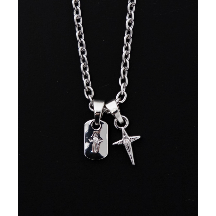 Mラインストーンダブルモチーフネックレス | WEGO【MEN】 | 詳細画像1 