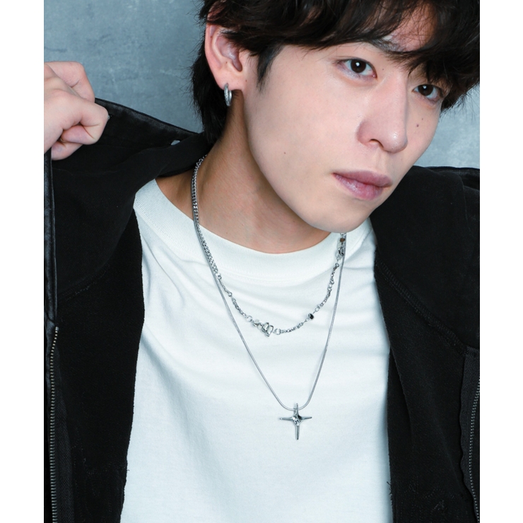 Mダイヤモチーフレイヤードネックレス | WEGO【MEN】 | 詳細画像1 