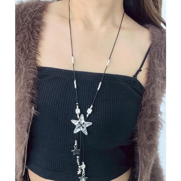 ブラック | Lスターモチーフコードネックレス | WEGO【WOMEN】