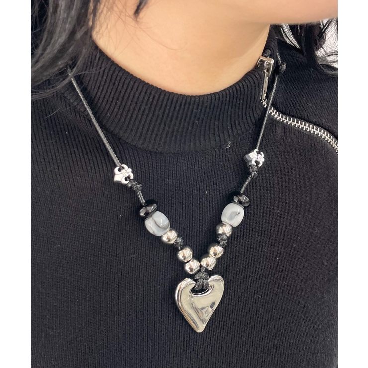 柄1 | Lハートモチーフビーズコードネックレス | WEGO【WOMEN】
