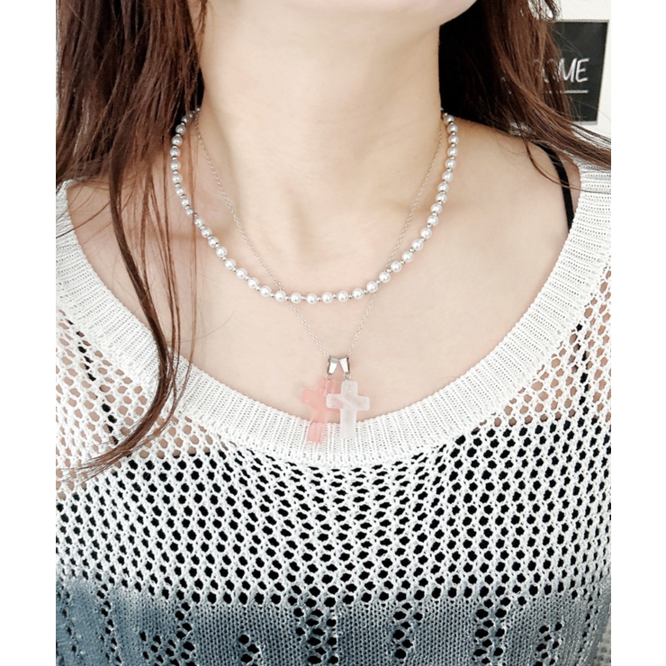 L2Pクロスパールレイヤードネックレス | WEGO【WOMEN】 | 詳細画像1 