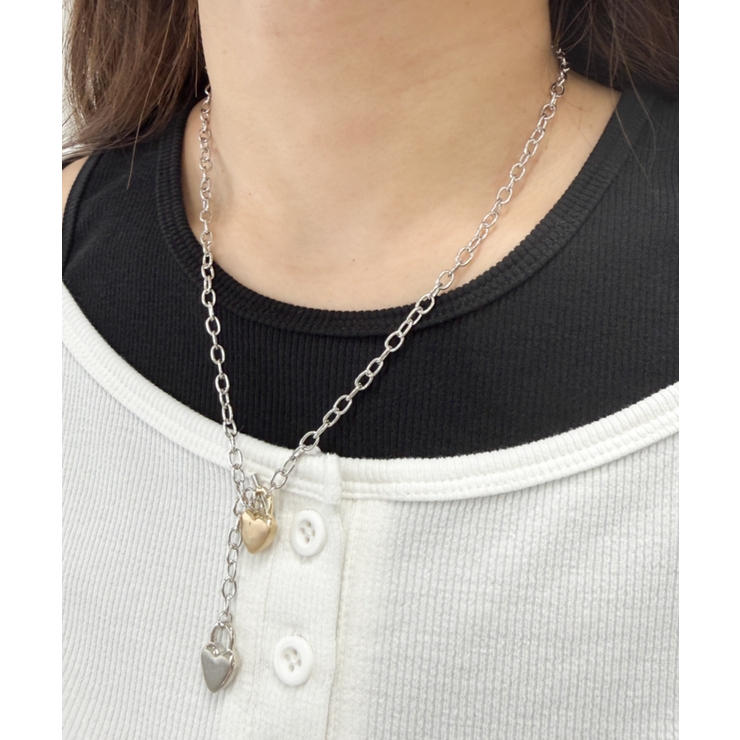 Lダブルパドロックハートネックレス | WEGO【WOMEN】 | 詳細画像2 