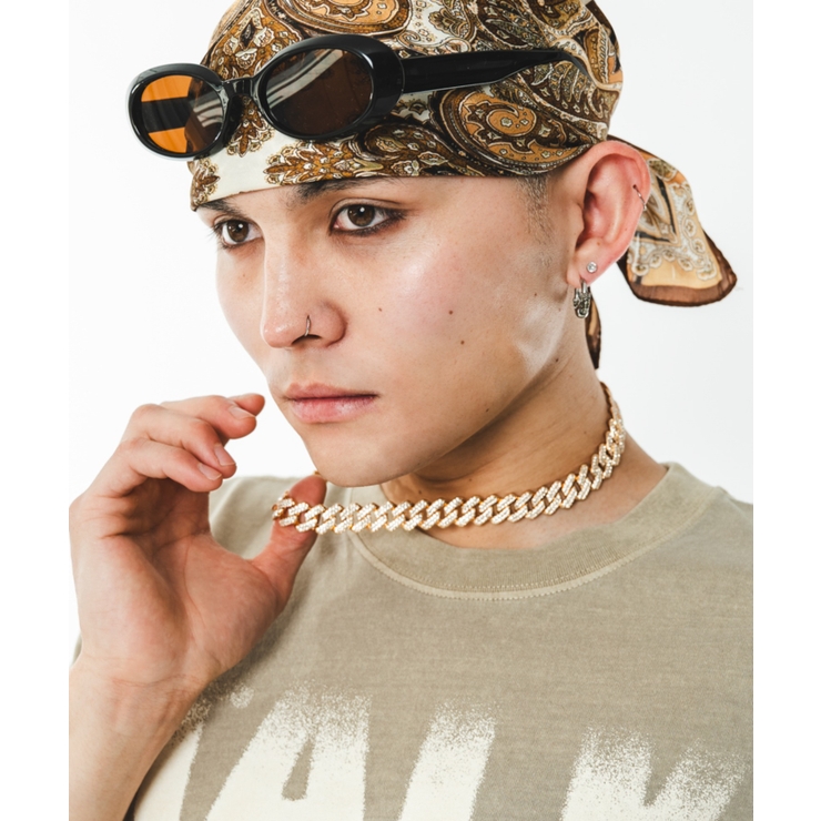 Mラインストーンキューバンチェーンネックレス | WEGO【MEN】 | 詳細画像4 