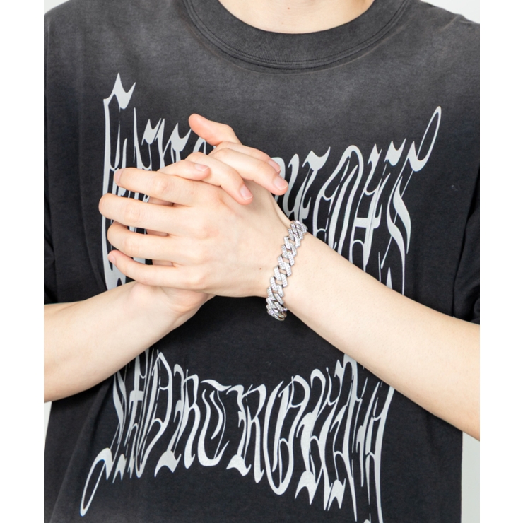 Mラインストーンキューバンチェーンブレス | WEGO【MEN】 | 詳細画像6 