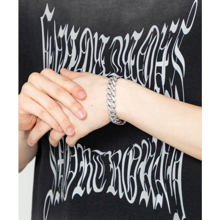 Mラインストーンキューバンチェーンブレス | WEGO【MEN】 | 詳細画像7 