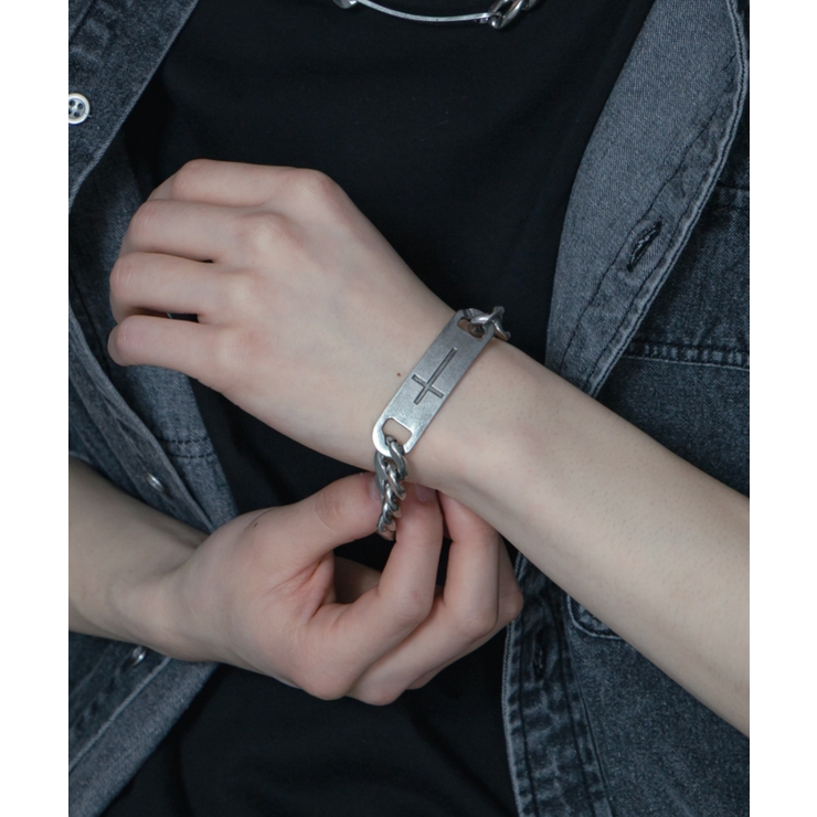 シルバー | Mクロスプレートブレス | WEGO【MEN】