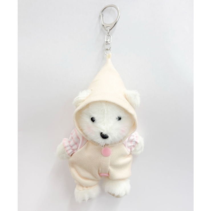 ホワイトアイボリー | フードサロペくまちゃんぬいぐるみキーホルダー | WEGO【WOMEN】