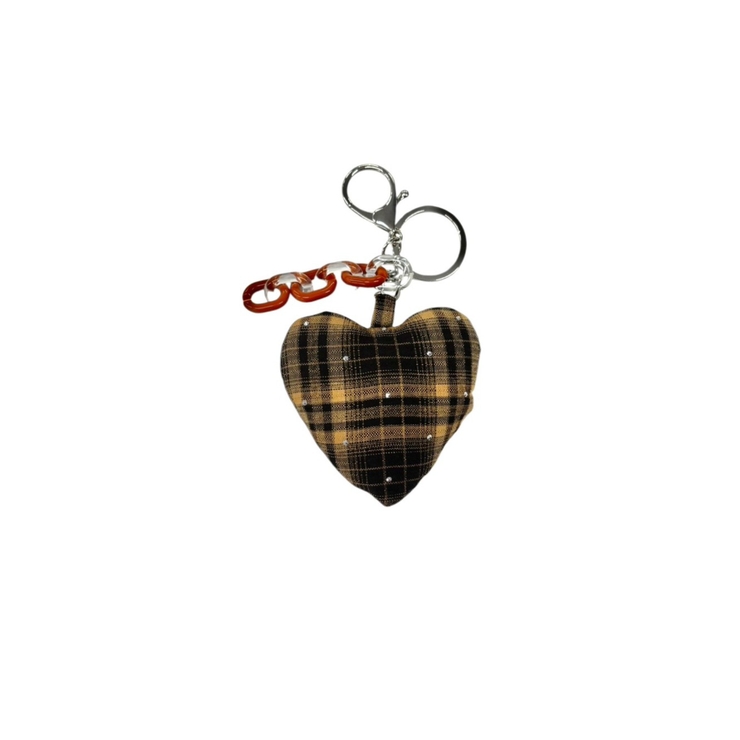 ブラウン | チェーンチェックハートキーホルダー | WEGO【WOMEN】