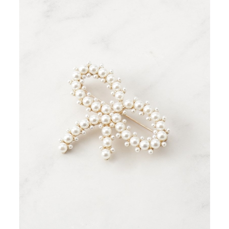 パール調リボンモチーフブローチ | Couture brooch | 詳細画像1 
