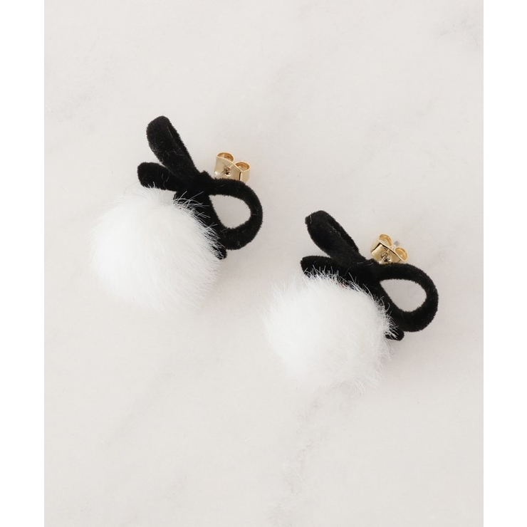 ベロアリボンフェイクファーピアス | Couture brooch | 詳細画像1 