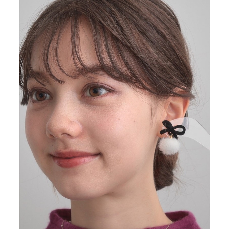 ベロアリボンフェイクファーピアス | Couture brooch | 詳細画像5 