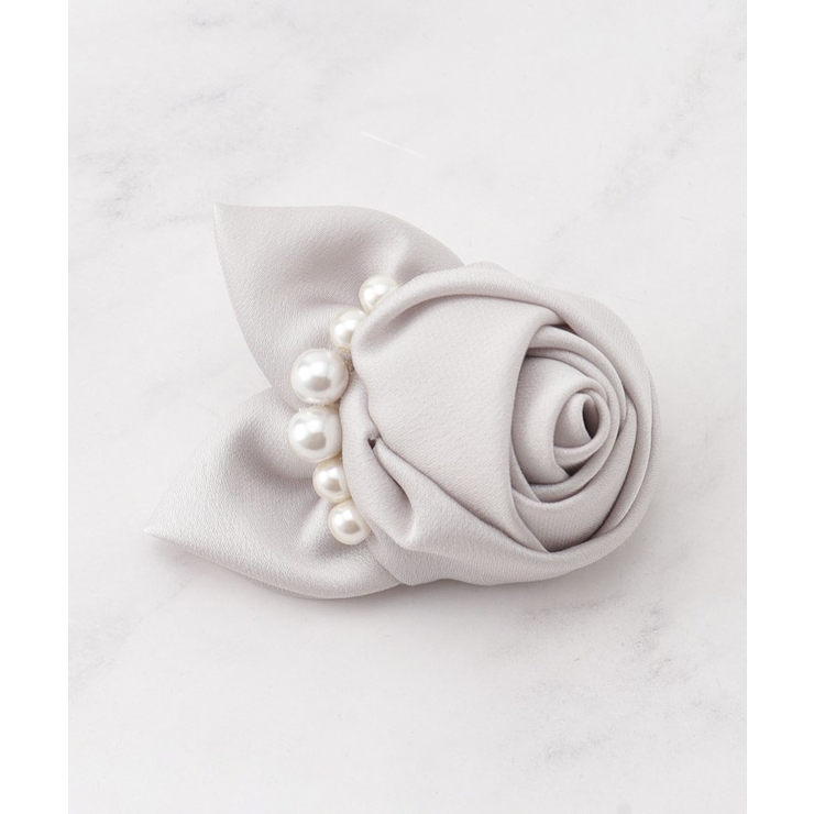 グレージュ(050) | ローズパール調コサージュ | Couture brooch