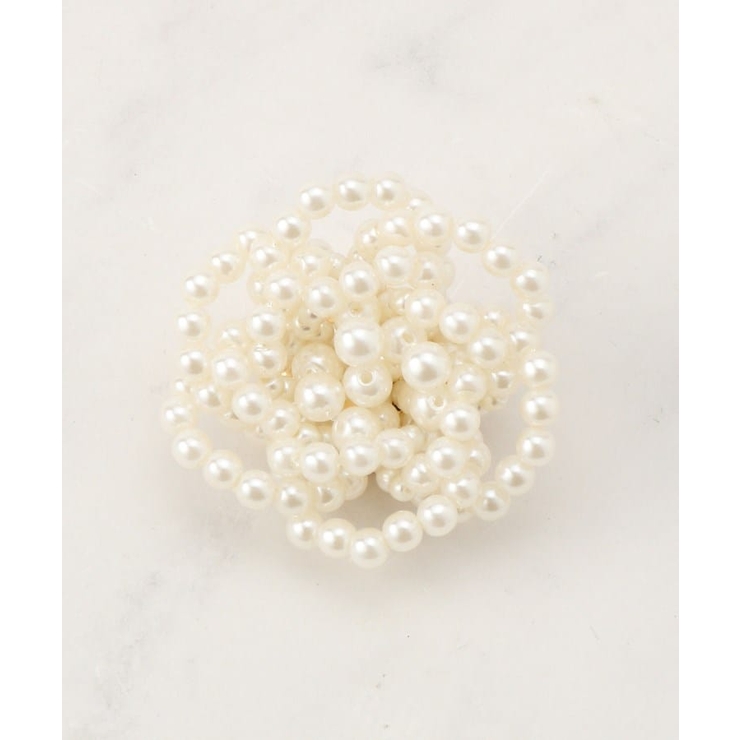 ホワイト(001) | ローズパール調ブローチ | Couture brooch