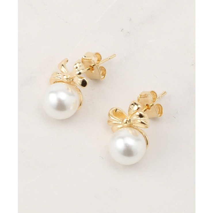 ゴールド(007) | リボンパール調ピアス | Couture brooch
