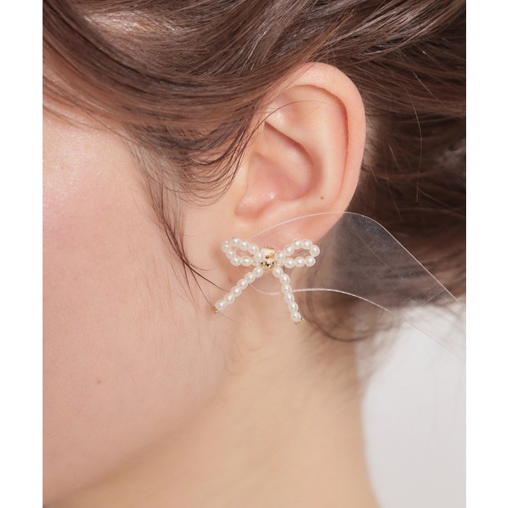 パール調リボンデザインピアス | Couture brooch | 詳細画像4 