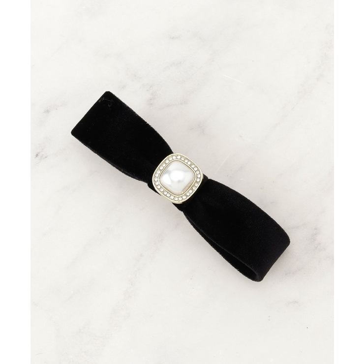 ベロアリボンパール調バレッタ | Couture brooch | 詳細画像1 