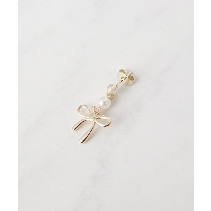 フェイクパール付きリボンモチーフピアス | Couture brooch | 詳細画像2 