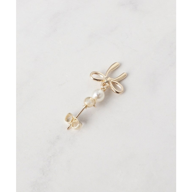フェイクパール付きリボンモチーフピアス | Couture brooch | 詳細画像3 