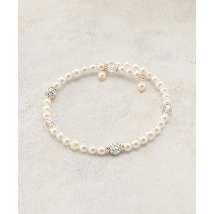 ホワイト(001) | パール調ビジューワイヤーブレス | grove