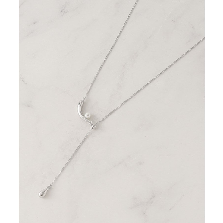 シルバー(006) | 三日月メタルパール調スライドネックレス | grove
