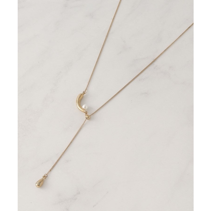 ゴールド(007) | 三日月メタルパール調スライドネックレス | grove